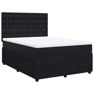 vidaXL Boxspring met matras fluweel zwart 160x200 cm
