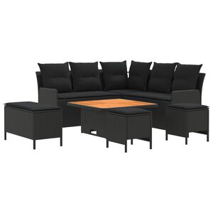 vidaXL Meubelsets 7 st Zwart PE Rattan