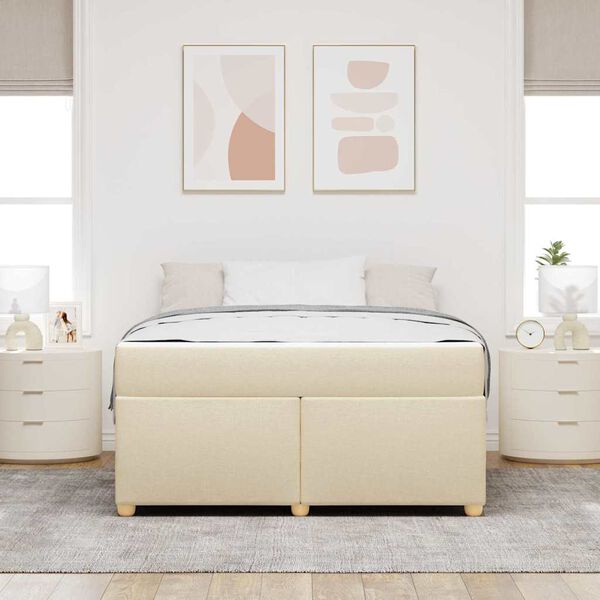 vidaXL Bedframe met matras Cr&egrave;me 140 x 200 cm Stof