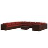 vidaXL 12-delige Loungeset met kussens poly rattan bruin