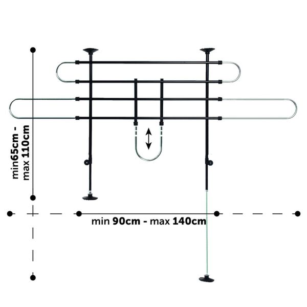 FLAMINGO Autohondenrek Eduard 2 stangen en 2 bevestigingsopties zwart