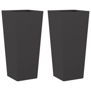vidaXL Plantenbakken 2 st 35x35x75 cm staal zwart