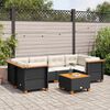 vidaXL 7-delige Loungeset met kussens poly rattan zwart