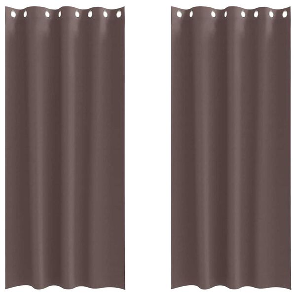 vidaXL Zwart-out Gordijnen met Ringen 2 pcs Donkerbruin 245 x 140 cm