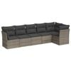 vidaXL 6-delige Loungeset met kussens poly rattan grijs