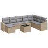 vidaXL 8-delige Loungeset met kussens poly rattan beige