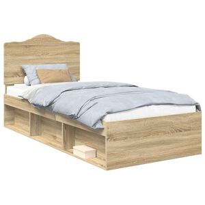 vidaXL Bedframe met hoofdeinde Sonoma 100 x 200 cm Massief grenenhout
