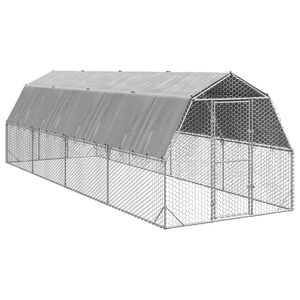 vidaXL Kippenren met dak 2,5x8x2,25 m gegalvaniseerd staal