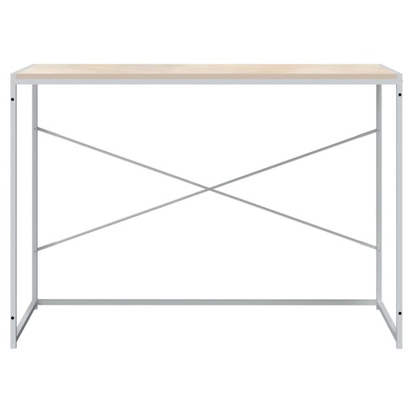 vidaXL Computerbureau 110x60x70 cm bewerkt hout wit en eikenkleurig
