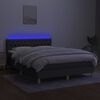 vidaXL Boxspring met matras en LED stof donkergrijs 140x190 cm