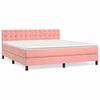 vidaXL Boxspring met matras fluweel roze 160x200 cm