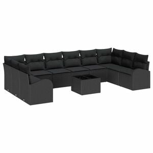 vidaXL Tuinbankenset 11 st Zwart poly rattan