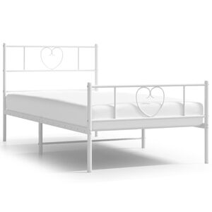 vidaXL Bedframe met hoofd- en voeteneinde metaal wit 75x190 cm