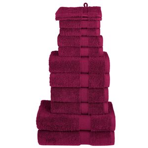 vidaXL 12-delige Handdoekenset SOLUND 600 g/m&sup2; bordeauxrood