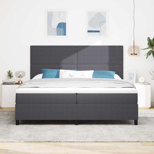 vidaXL Boxspring bed Donkergrijs en Wit 203 x 200 x 128 cm