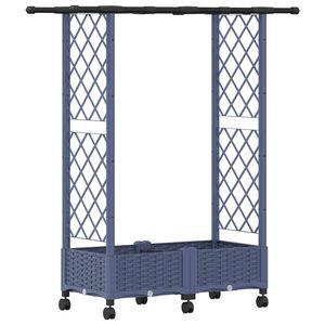 vidaXL Verhoogd Bed met Trellis en Dak Grijs 122,5 x 40 x 127 cm PP