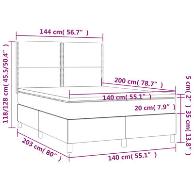 vidaXL Boxspring met matras kunstleer zwart 140x200 cm