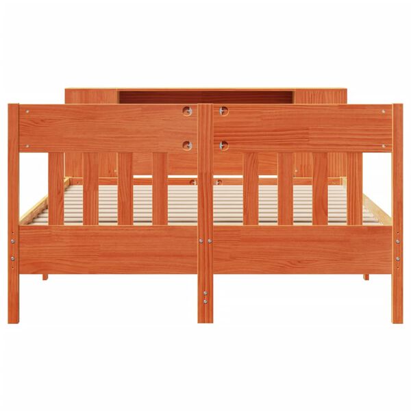 vidaXL Bed met boekenkast zonder matras grenenhout wasbruin 135x190 cm