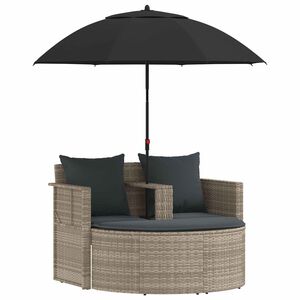 vidaXL Tuinbankstel 8 st poly rattan Licht Grijs en Donker Grijs