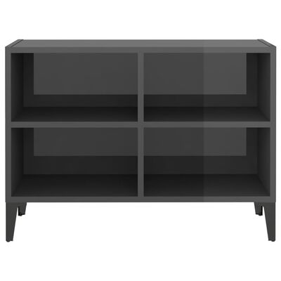 vidaXL Tv-meubel met metalen poten 69,5x30x50 cm hoogglans grijs
