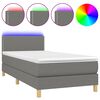 vidaXL Boxspring met matras en LED stof donkergrijs 100x200 cm