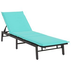 vidaXL Ligstoel met kussen, zwart polyrotan
