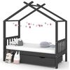 vidaXL Kinderbedframe met lade grenenhout donkergrijs 80x160 cm
