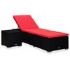 vidaXL Ligbed met kussen en theetafel poly rattan rood