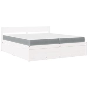 vidaXL Bed met lades en matras massief grenenhout wit 200x200 cm