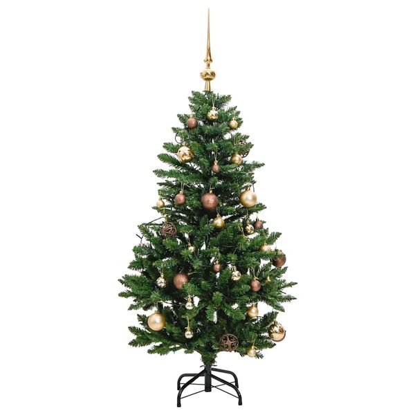 vidaXL Kunstkerstboom met scharnieren 150 LED en kerstballen 120 cm