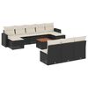 vidaXL 11-delige Loungeset met kussens poly rattan zwart