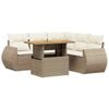 vidaXL 6-delige Loungeset met kussens poly rattan beige