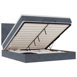 vidaXL Ottoman bed met matrassen 180x200cm fluweel donkergrijs
