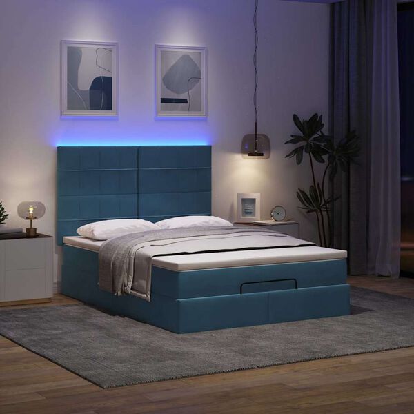 vidaXL Ottoman bed met matrassen en LED's 140x200cm fluweel