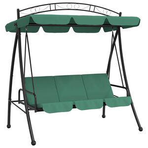 vidaXL Schommelbank met luifel 198 cm stof en staal groen