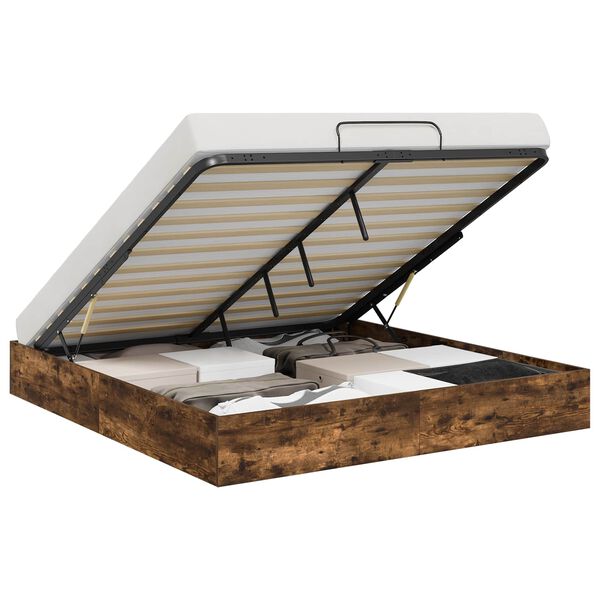 vidaXL Ottoman Bedframe Gerookt eiken 193 x 120 x 25 cm Spaanplaat