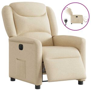 vidaXL Fauteuil verstelbaar elektrisch stof cr&egrave;mekleurig