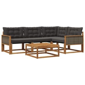vidaXL Buiten bankenset met kussen 5 pcs Naturel en Zwart
