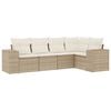 vidaXL 5-delige Loungeset met kussens poly rattan beige