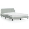 vidaXL Bed met matras "Dover" fluweel lichtgrijs 140x190 cm