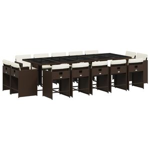 vidaXL 15-delige Tuinset met kussens poly rattan bruin