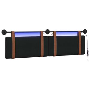vidaXL Hangend hoofdbord Met LED-verlichting Zwart Antiek PU