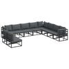 vidaXL Tuinbankenset met kussen 10 pcs Zwart Aluminium