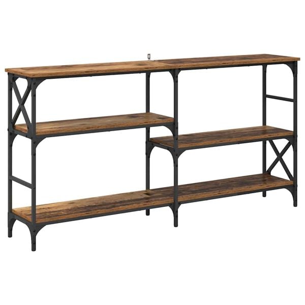 vidaXL Wandtafel met plank Oudhout 150 x 29 x 76,5 cm Bewerkt hout