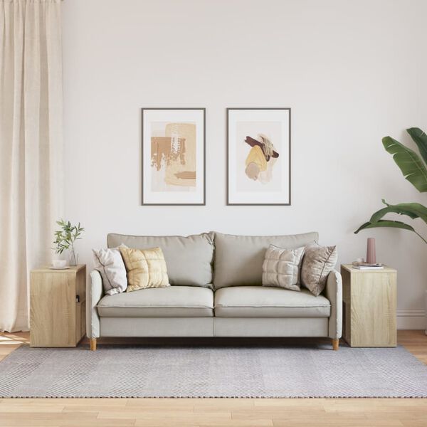 vidaXL Bijzettafels 2 st 50x30x50 cm bewerkt hout sonoma eikenkleurig