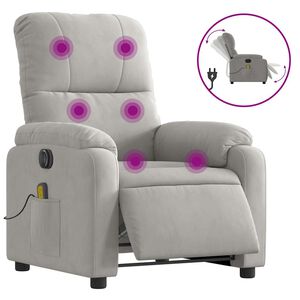 vidaXL Massagestoel elektrisch verstelbaar microvezelstof lichtgrijs