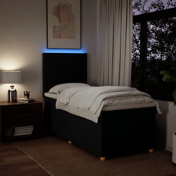 vidaXL Boxspring met matras stof zwart 100x200 cm