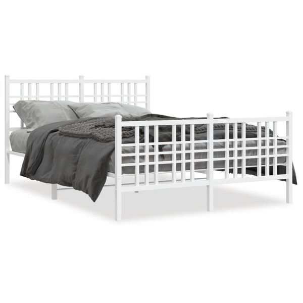 vidaXL Bedframe met hoofd- en voeteneinde metaal wit 120x200 cm