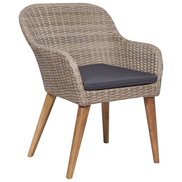 vidaXL 5-delige Tuinset met kussens poly rattan bruin