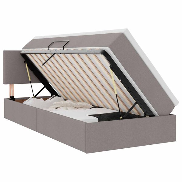 vidaXL Opbergbed met LED met matras met LED Taupe 100 x 200 cm Stof